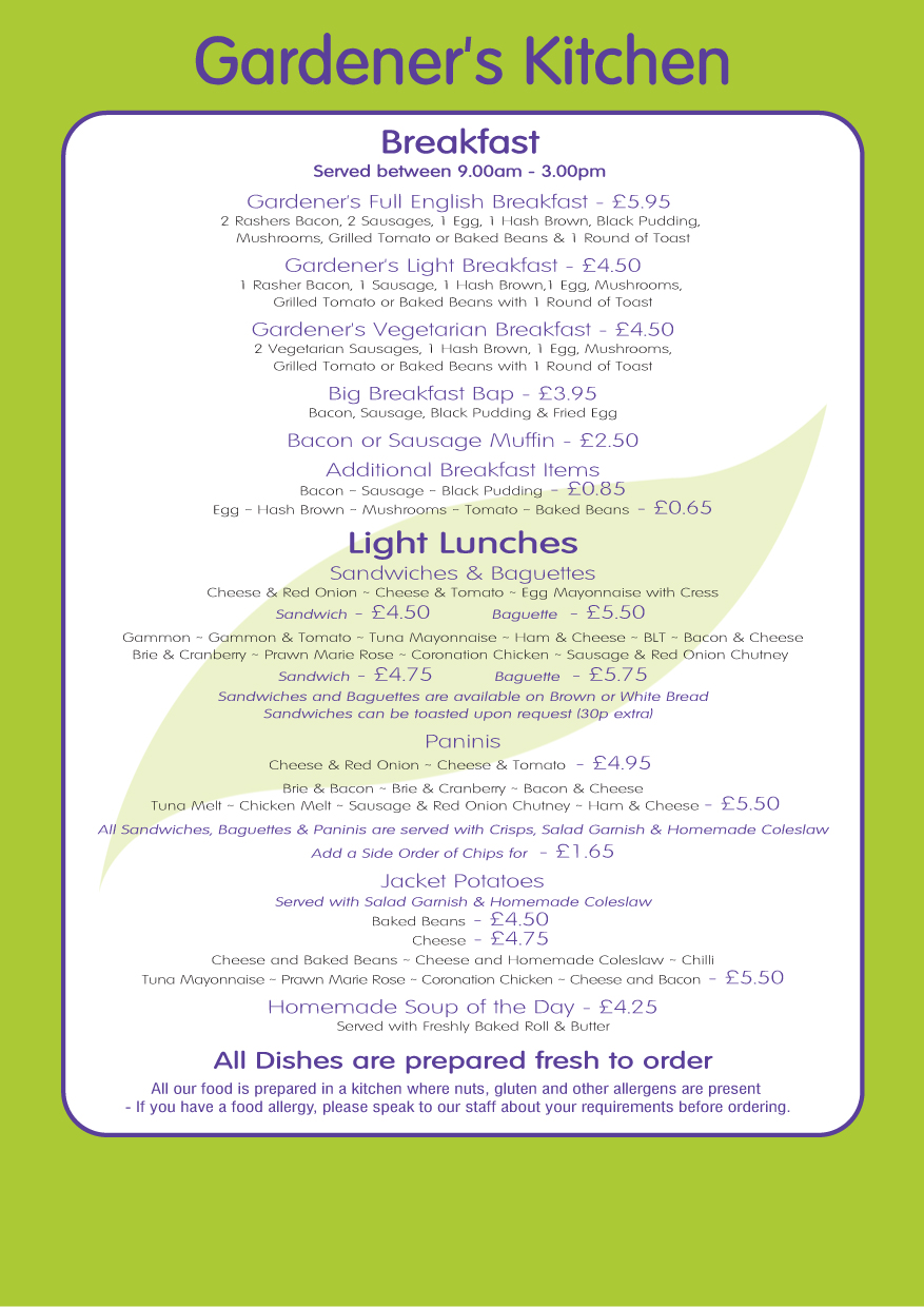 Breakfast and Light Lunches Restaurant Trioscape Garden Centre