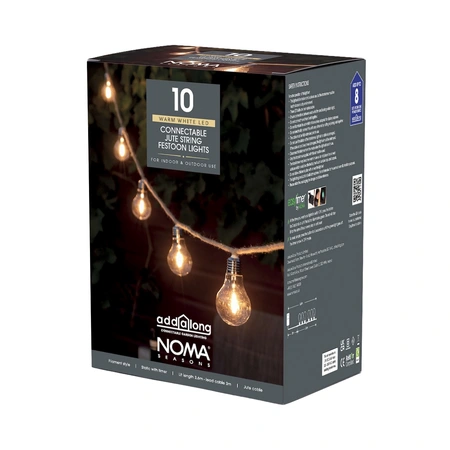 10 Connectable Jute String Festoon Lights - Warm White - image 1