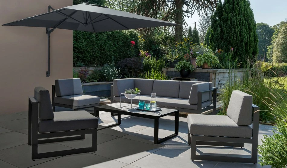 2.5m Square Wall Mounted Free Arm Parasol Taupe Trioscape