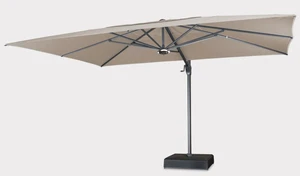 3x4m Free Arm Parasol with lights - Stone - image 3