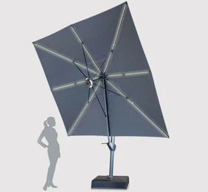 3x4m Free Arm Parasol with lights - Stone - image 2