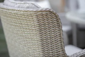 Chedworth 140cm Round Table, 60cm Lazy Susan, 6 High-Back Armchairs & Parasol - Sandstone - image 5