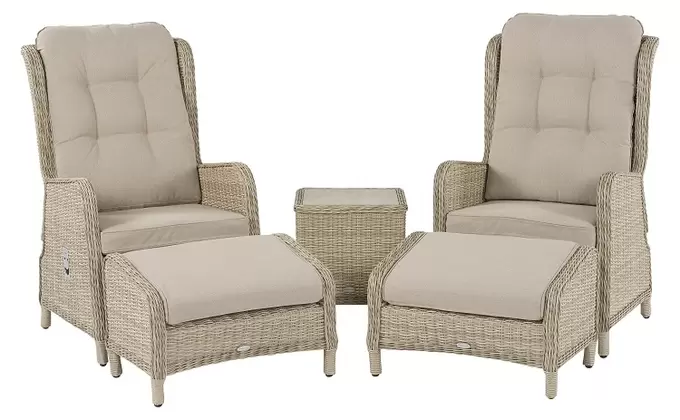 Chedworth Deluxe Recliner Set with 2 Footstools & Ceramic Top Coffee Table - Sandstone - image 1