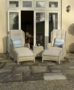 Chedworth Deluxe Recliner Set with 2 Footstools & Ceramic Top Coffee Table - Sandstone - image 2