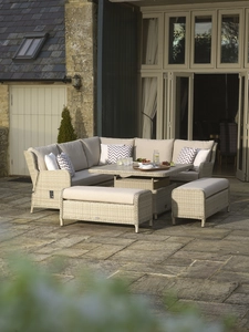 Chedworth Reclining Square Sofa with Square Ceramic Adjustable Table & 2 Benches - Sandstone - image 2