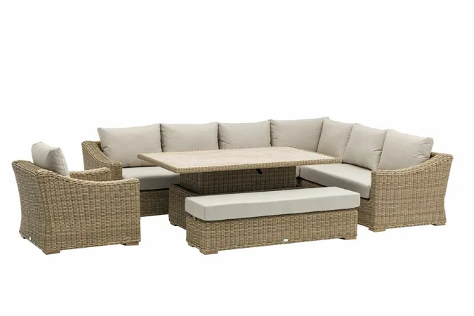 Fairford L-Shape Sofa with Rectangle Piston Table, Bench & Sofa Chair - image 1