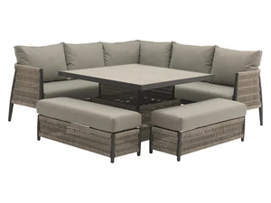 Mauritius Modular Sofa with Square Adjustable Casual Dining Table with Ceramic Top & 2 Benches - image 1