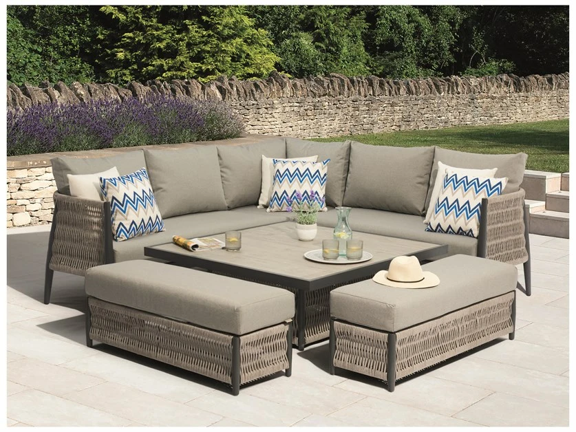 Mauritius Modular Sofa with Square Adjustable Casual Dining Table