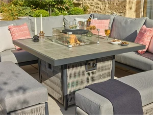 Mauritius Modular Sofa with Square Casual Dining Table with Ceramic Top & Firepit & 2 Benches - image 4