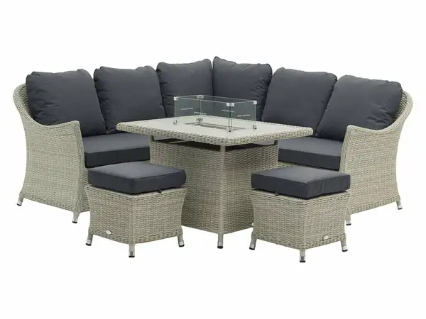 Monterey Modular Sofa with Mini Ceramic Firepit Casual Dining Table & 2 Stools - image 1