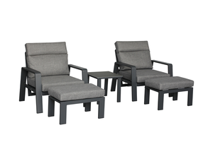 Prague 2 x Reclining Sofa Chairs with Footstools & Sinterstone Side Table - Anthracite - image 1