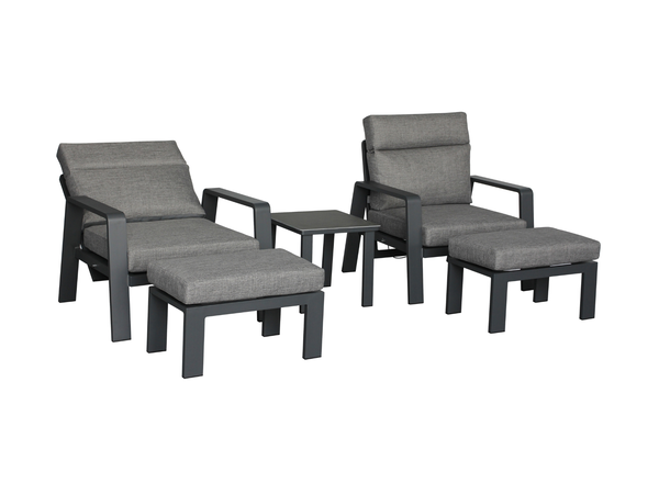 Prague 2 x Reclining Sofa Chairs with Footstools & Sinterstone Side Table - Anthracite - image 2