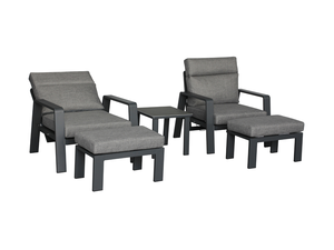 Prague 2 x Reclining Sofa Chairs with Footstools & Sinterstone Side Table - Anthracite - image 2