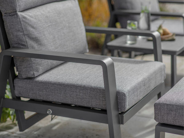 Prague 2 x Reclining Sofa Chairs with Footstools & Sinterstone Side Table - Anthracite - image 4