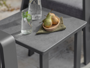 Prague 2 x Reclining Sofa Chairs with Footstools & Sinterstone Side Table - Anthracite - image 5