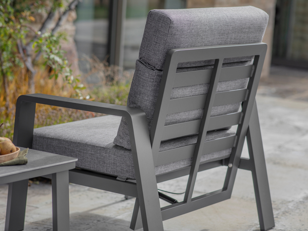 Prague 2 x Reclining Sofa Chairs with Footstools & Sinterstone Side Table - Anthracite - image 6