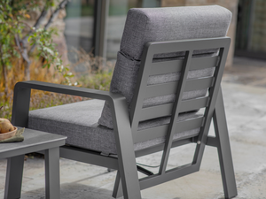 Prague 2 x Reclining Sofa Chairs with Footstools & Sinterstone Side Table - Anthracite - image 6