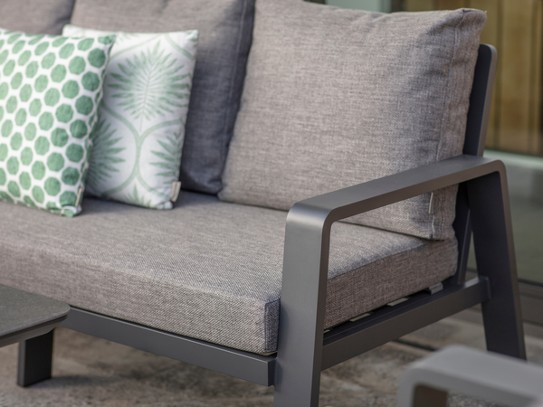 Prague 3 Seat Sofa With Rectangle Piston Adjustable Table, 2 Sofa Chairs & Bench - Anthracite - image 4