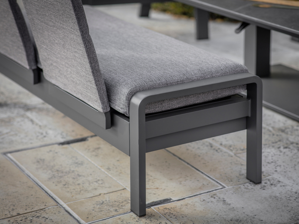 Prague 3 Seat Sofa With Rectangle Piston Adjustable Table, 2 Sofa Chairs & Bench - Anthracite - image 5