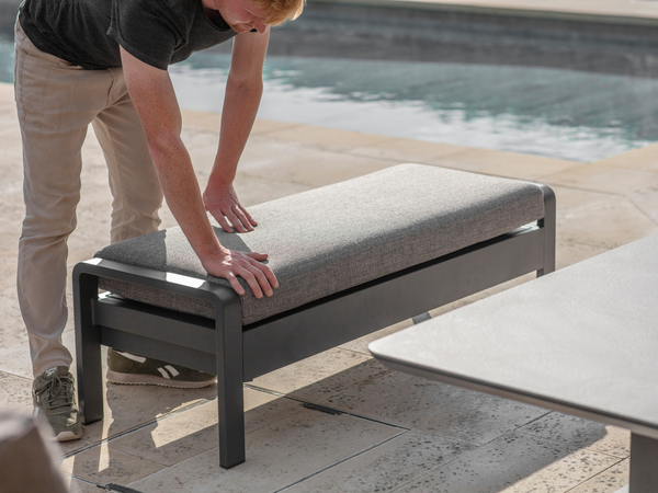 Prague 3 Seat Sofa With Rectangle Piston Adjustable Table, 2 Sofa Chairs & Bench - Anthracite - image 9