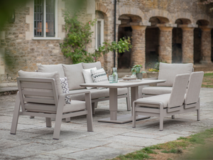 Prague 3 Seat Sofa With Rectangle Piston Adjustable Table, 2 Sofa Chairs & Bench - Latte - image 3