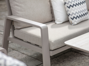 Prague 3 Seat Sofa With Rectangle Piston Adjustable Table, 2 Sofa Chairs & Bench - Latte - image 4