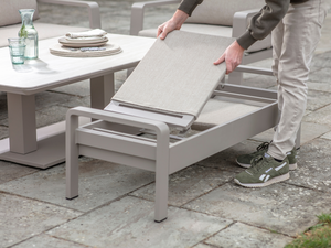 Prague 3 Seat Sofa With Rectangle Piston Adjustable Table, 2 Sofa Chairs & Bench - Latte - image 7