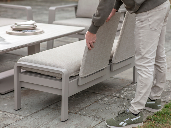 Prague 3 Seat Sofa With Rectangle Piston Adjustable Table, 2 Sofa Chairs & Bench - Latte - image 8