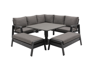 Prague Square Sofa with Piston Adjustable Table & 2 Benches - Anthracite - image 1