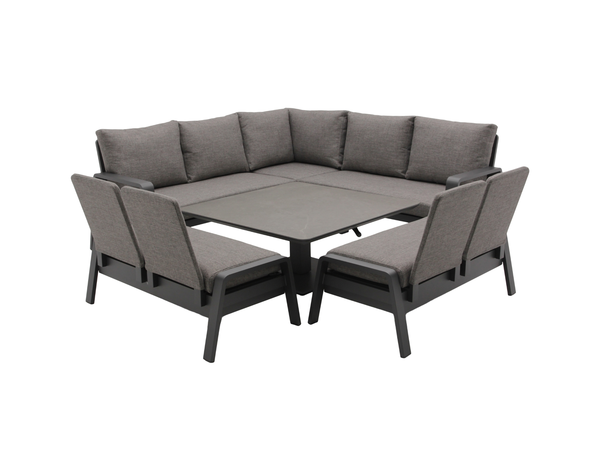 Prague Square Sofa with Piston Adjustable Table & 2 Benches - Anthracite - image 2