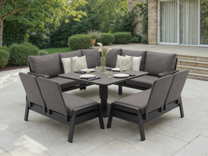 Prague Square Sofa with Piston Adjustable Table & 2 Benches - Anthracite - image 5