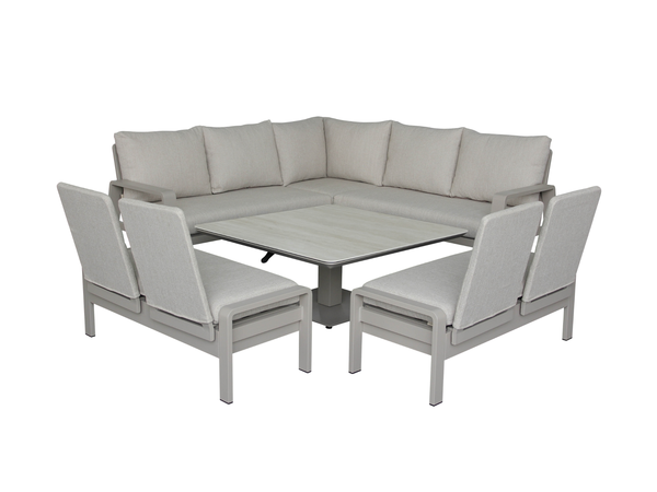 Prague Square Sofa with Piston Adjustable Table & 2 Benches - Latte - image 2