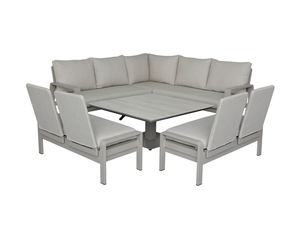 Prague Square Sofa with Piston Adjustable Table & 2 Benches - Latte - image 2