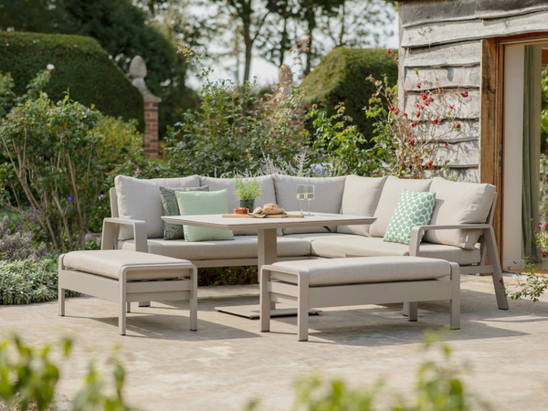 Prague Square Sofa with Piston Adjustable Table & 2 Benches - Latte - image 3