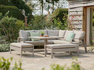 Prague Square Sofa with Piston Adjustable Table & 2 Benches - Latte - image 3