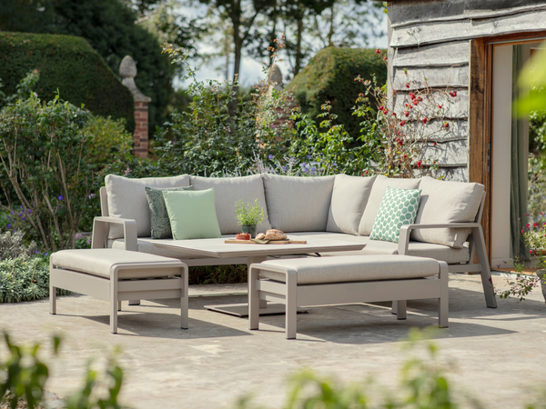 Prague Square Sofa with Piston Adjustable Table & 2 Benches - Latte - image 4