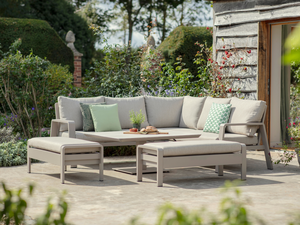 Prague Square Sofa with Piston Adjustable Table & 2 Benches - Latte - image 4