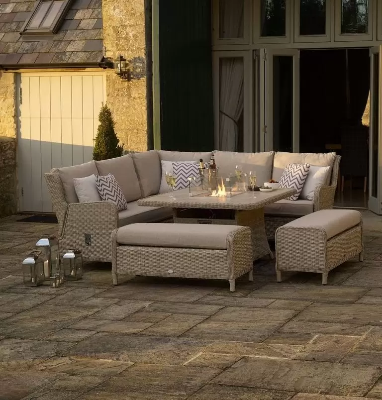 Chedworth Reclining Modular Sofa with Square Ceramic Top Firepit