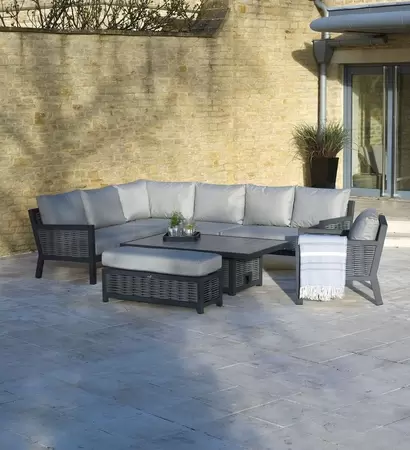 Portofino Wicker Rectangle Modular Sofa with Adjustable Ceramic Top Table, Bench & Chair - image 2