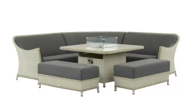 Panama Modular Sofa with Square Firepit Casual Dining Table & 2 Benches - image 1