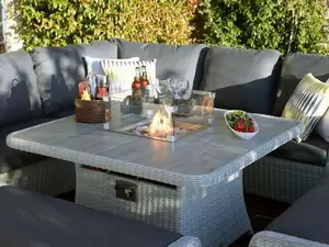 Monterey Modular Sofa with Square Ceramic Casual Dining Table with Firepit & 2 Benches - image 4