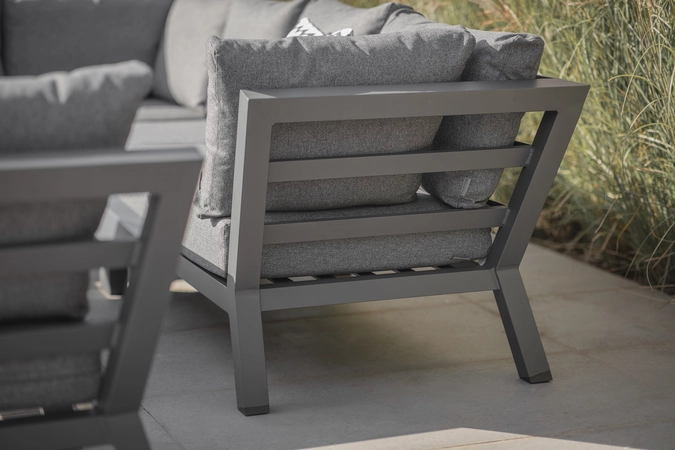 San Marino Modular L-Shape Sofa with Rectangle Piston Teak Table, Bench & Chair - FSC - Slate - image 2