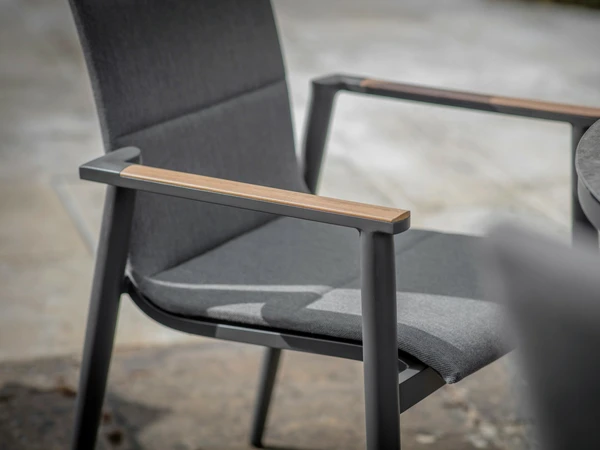 Sofia 110cm Round Table with 4 Deluxe Armchairs, Parasol & Base - Anthracite - image 4