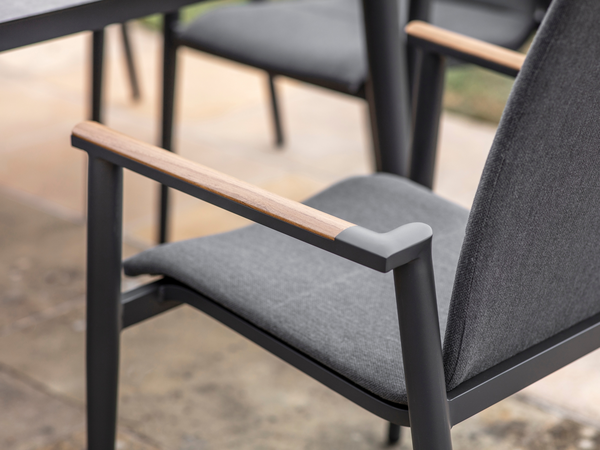 Sofia 165 x 95cm Rectangle Table with 6 Deluxe Armchairs, Parasol & Base - Anthracite - image 4