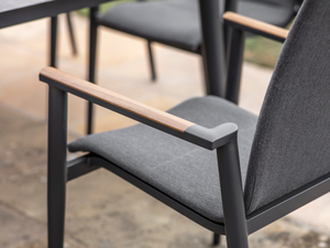 Sofia 165 x 95cm Rectangle Table with 6 Deluxe Armchairs, Parasol & Base - Anthracite - image 4