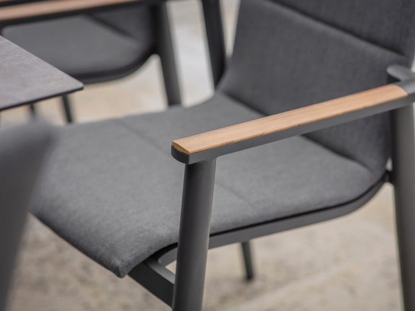 Sofia 200/260 x 95cm Ext  X Frame Rectangle Table with 8 Deluxe Armchairs - Anthracite - image 5