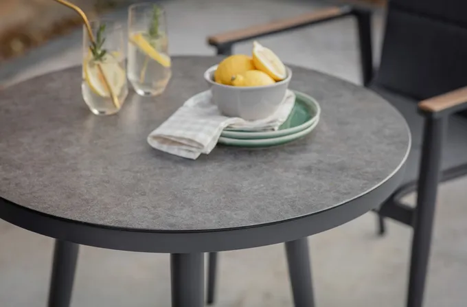 Sofia 80cm Round Bistro Table with 2 Deluxe Armchairs - Anthracite - image 5