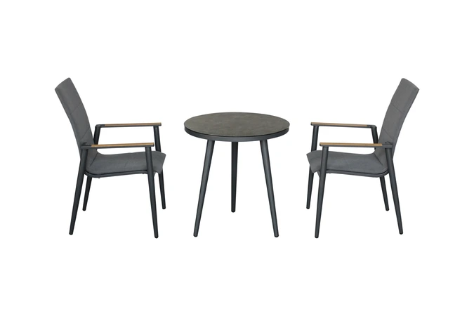Sofia 80cm Round Bistro Table with 2 Deluxe Armchairs - Anthracite - image 2