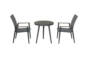 Sofia 80cm Round Bistro Table with 2 Deluxe Armchairs - Anthracite - image 2