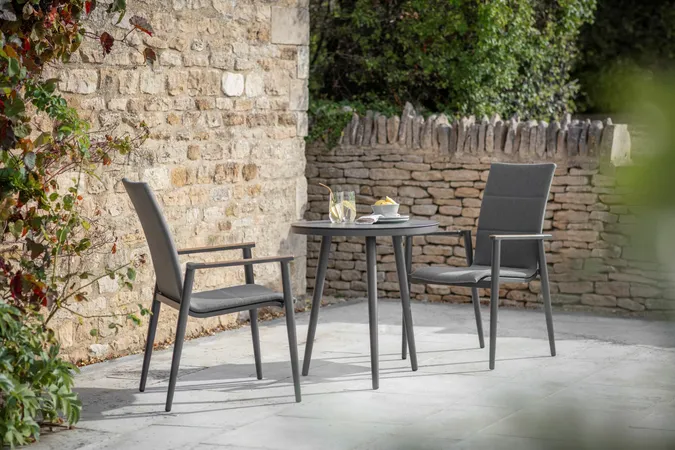 Sofia 80cm Round Bistro Table with 2 Deluxe Armchairs - Anthracite - image 3